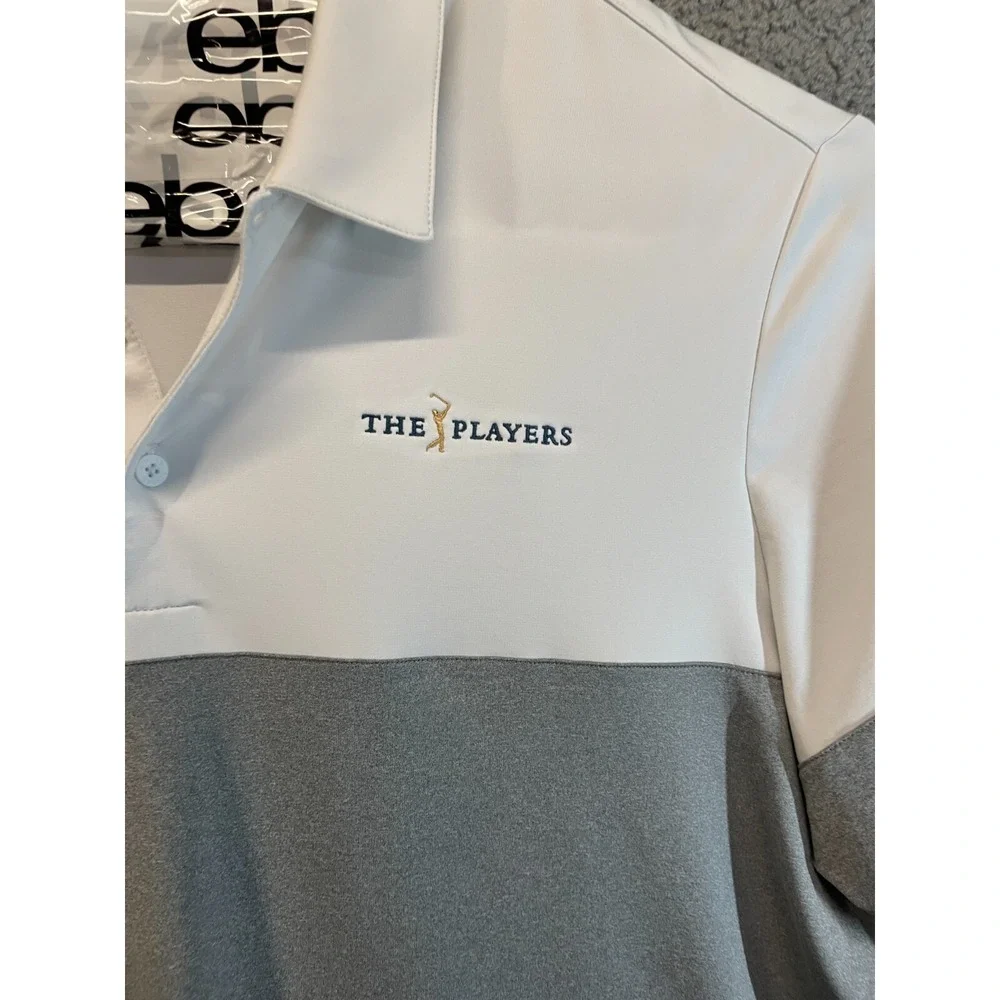 adidas THE PLAYERS Two-Tone White and Gray Polo